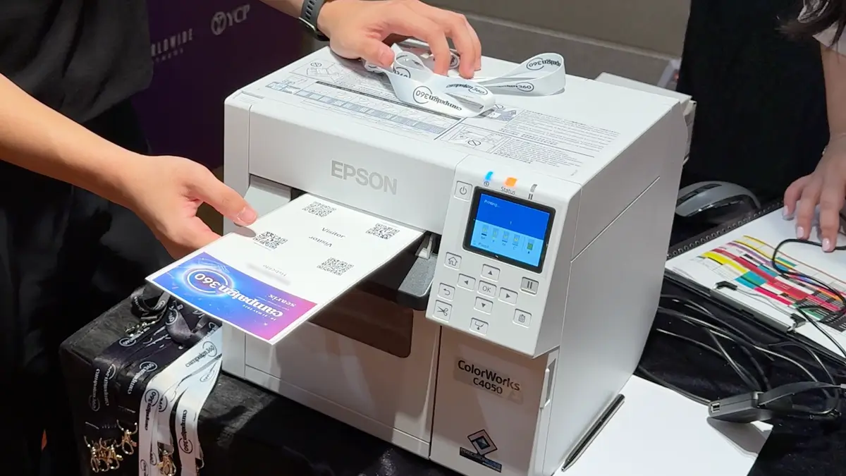 Epson ColorWorks C4050 printing full-colour event badges on site