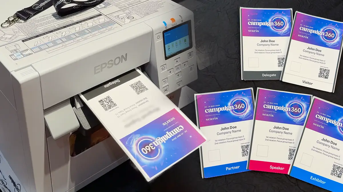 On-demand full-colour badge printer producing different attendee badge types on site