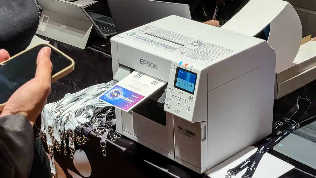 On-demand full-colour event badges printed with an Epson ColorWorks C4050