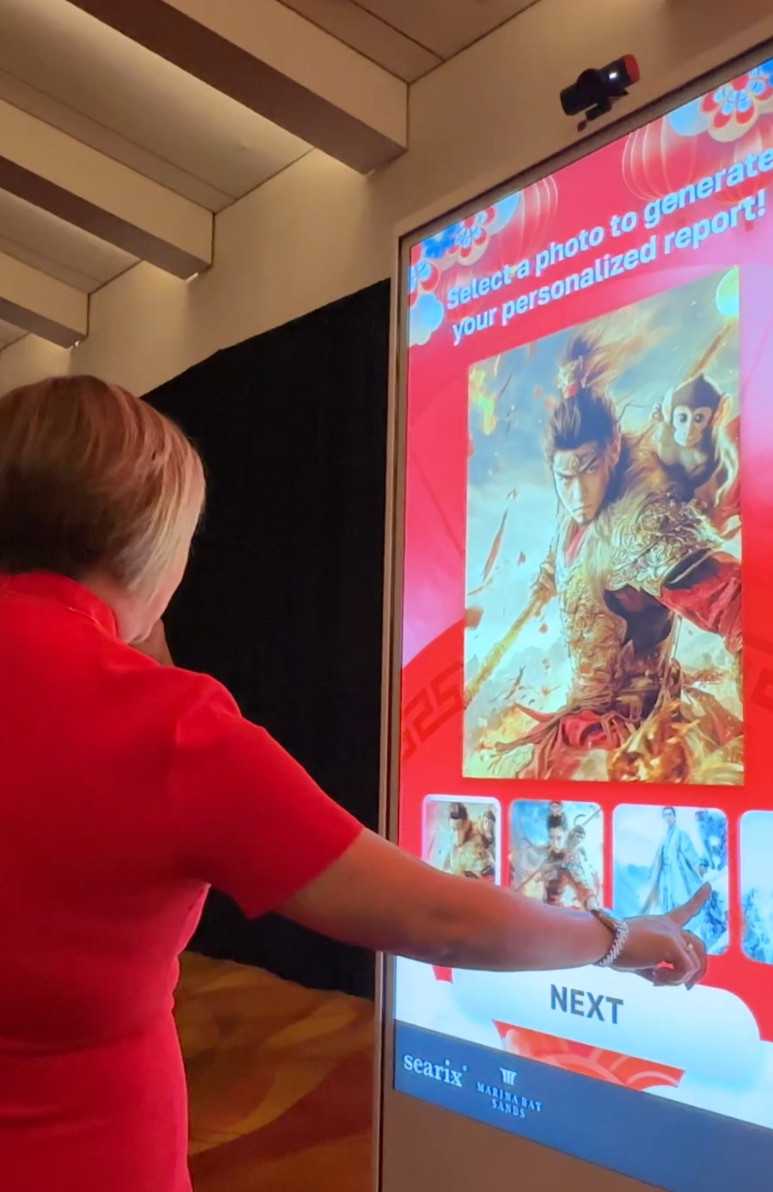 Setup of the AI Fengshui Master with a touch screen device and a webcam MBS Chinese New Year Dinner 2025