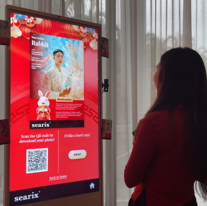 Setup of the AI Fengshui Master with a touch screen device and a webcam